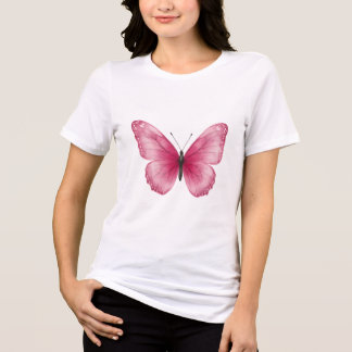 Aesthetic Pink Watercolor Butterfly T-Shirt Tri-Blend Shirt