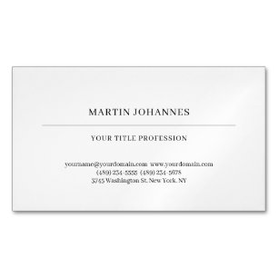 Aesthetic Plain Professional Black & White Modern Business Card Magnet