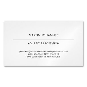 Aesthetic Plain Professional Black & White Modern Business Card Magnet
