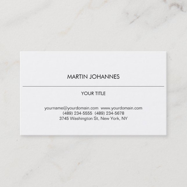 Aesthetic Plain Professional White Business Card (Front)
