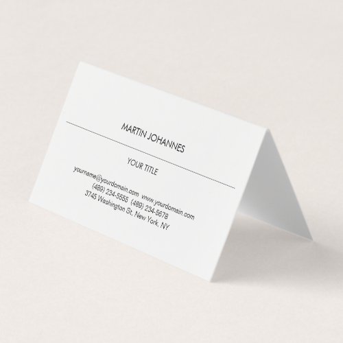 Aesthetic Plain Professional White Modern Business Card
