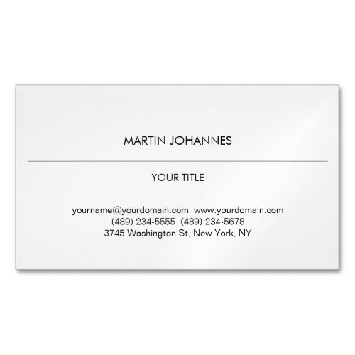 Aesthetic Plain Professional White Modern Business Card Magnet