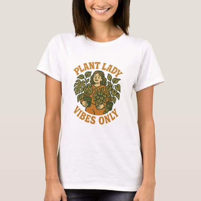 Aesthetic Plant Lady Vibes Retro Tee for Women  (Front)