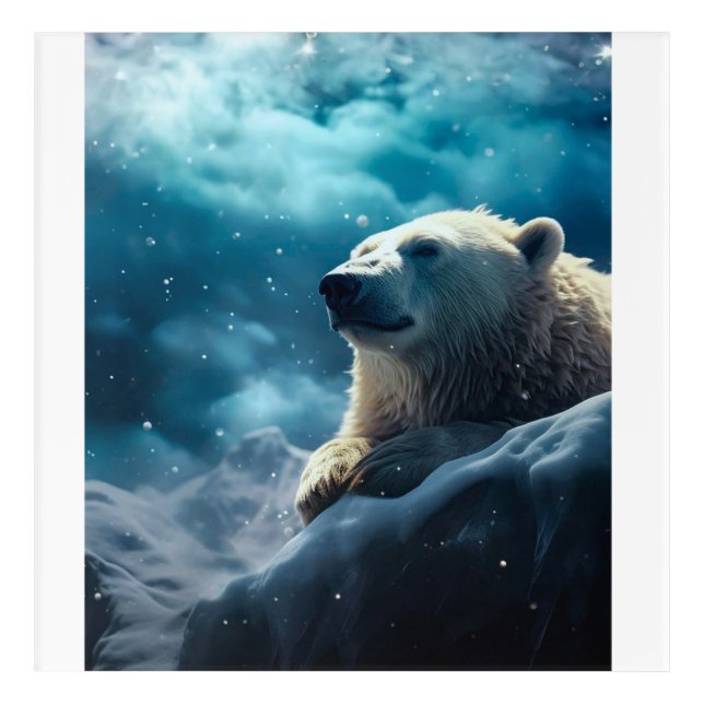 Aesthetic Polar Bear in Antarctica Ice  Acrylic Print (Front)
