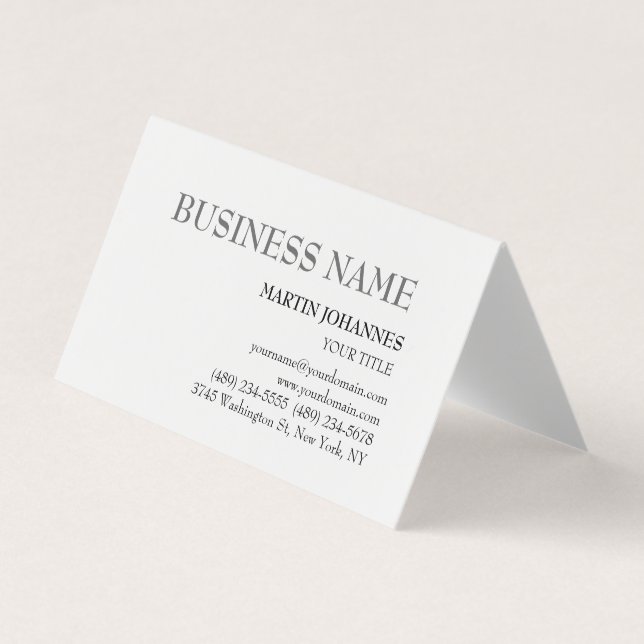 Aesthetic Professional Chic White Business Card (Front)