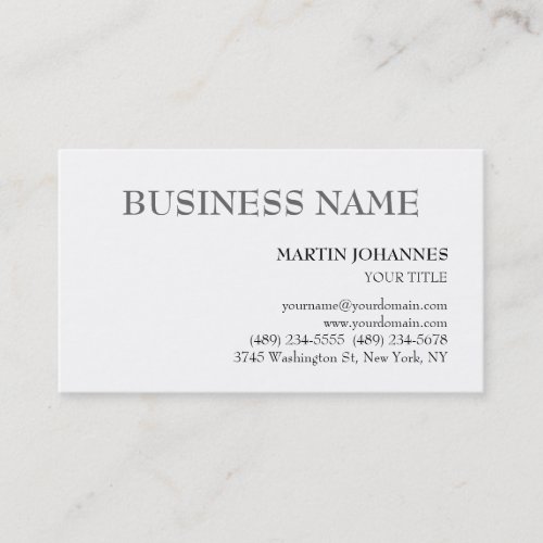 Aesthetic Professional Chic White Business Card