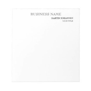 Aesthetic Professional Chic White Business Card Notepad by hizli_art at Zazzle