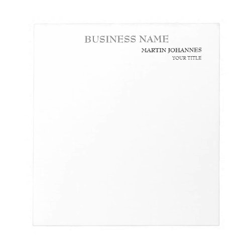 Aesthetic Professional Chic White Business Card Notepad