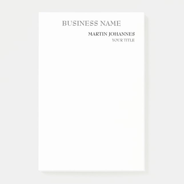 Aesthetic Professional Chic White Business Card Post-it Notes (Front)