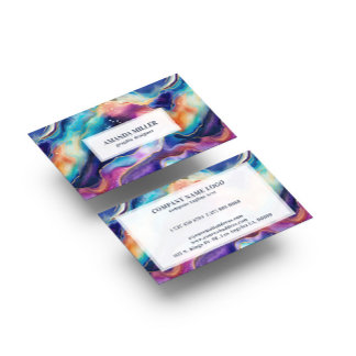 Aesthetic rainbow glitter agate business card