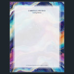 Aesthetic rainbow glitter agate texture letterhead<br><div class="desc">Aesthetic colorful rainbow glitter agate texture customizable letterhead design.</div>