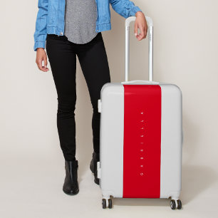 Aesthetic Red Modern Minimalistic Bold Name Chic Luggage