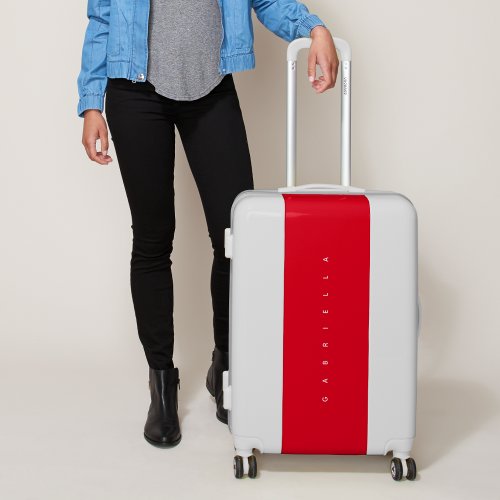 Aesthetic Red Modern Minimalistic Bold Name Chic Luggage
