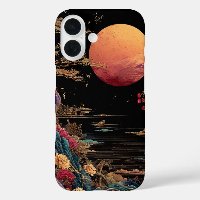 Aesthetic Red Moon Romantic Cosmic Nature Design Case-Mate iPhone Case (Back)