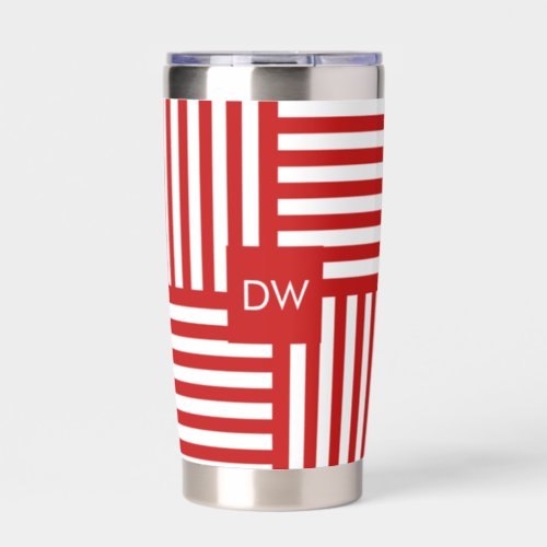 Aesthetic Red Striped Insulated Coffee Tumbler