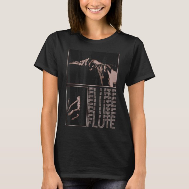 Aesthetic Retro Flutist Instrument Flute Player Mu T-Shirt (Front)