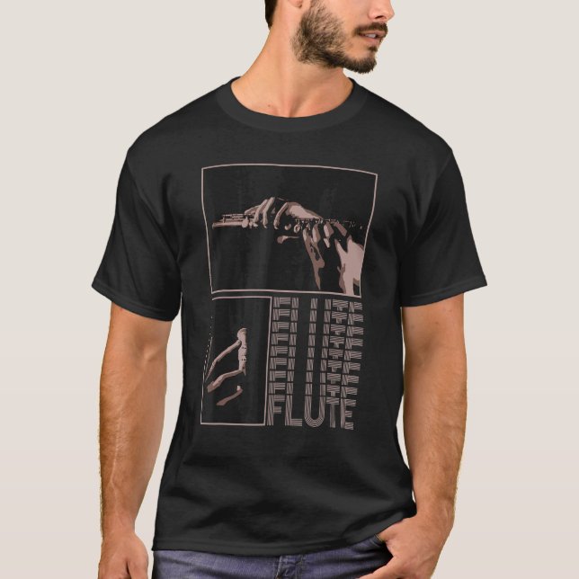 Aesthetic Retro Flutist Instrument Flute Player Mu T-Shirt (Front)