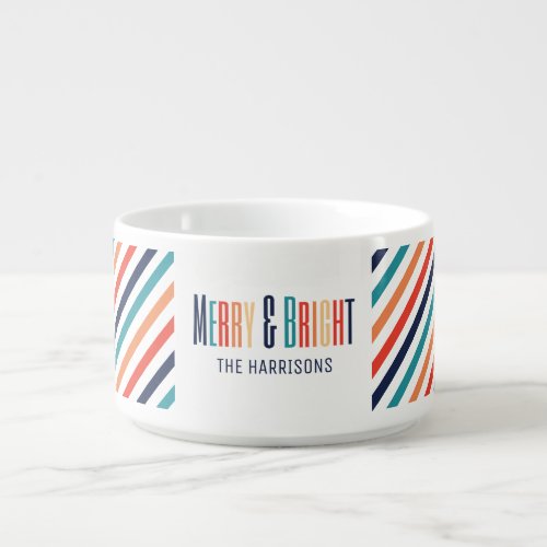 Aesthetic Retro Stripes Colorful Lines Christmas  Bowl