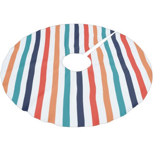 Aesthetic Retro Stripes Colorful Lines Christmas  Brushed Polyester Tree Skirt