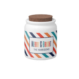 Aesthetic Retro Stripes Colorful Lines Christmas Candy Jar