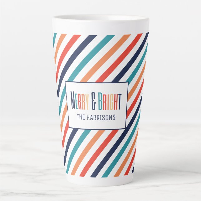 Aesthetic Retro Stripes Colorful Lines Christmas  Latte Mug (Front)