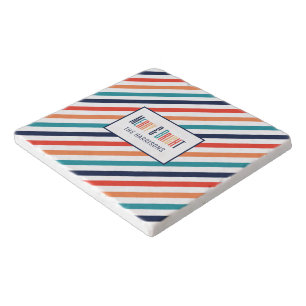 Aesthetic Retro Stripes Colorful Lines Christmas Trivet