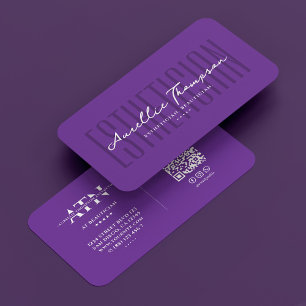 Aesthetic Royal Purple Beautician Cosmetologist Business Card