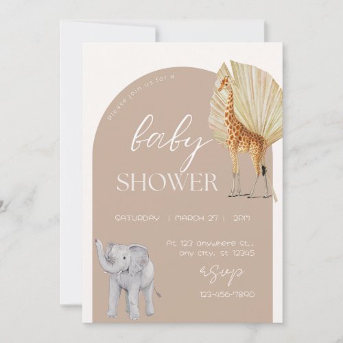 Aesthetic Safari Animals Watercolor Baby Shower Save The Date