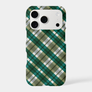 Aesthetic Sage, Emerald Green Plaid iPhone 16 Case