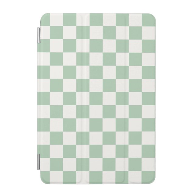 Aesthetic Sage Green Checkerboard iPad Mini Cover (Front)