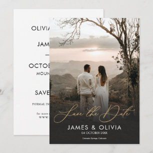 Aesthetic Save The Date Gold Hand-Lettered Photo