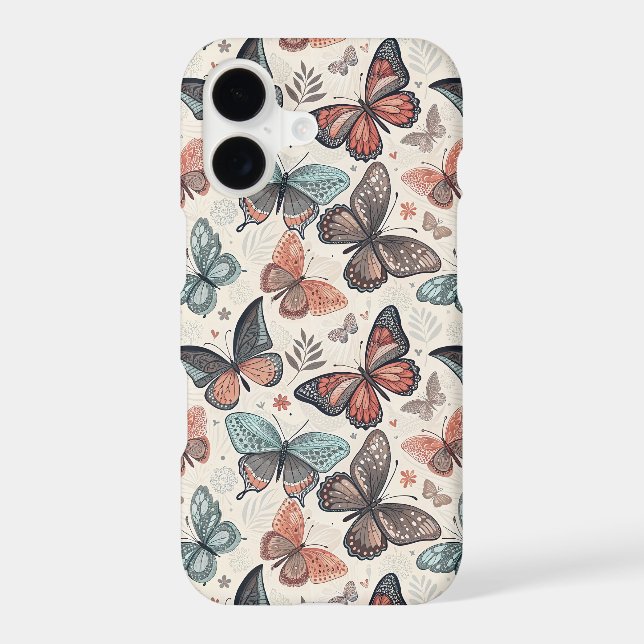 Aesthetic Scandi Boho Butterfly Pattern iPhone Case (Back)