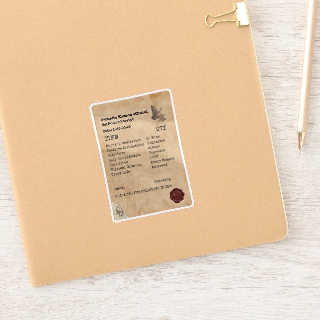 Aesthetic Self-Love Receipt Manifestation Journal Sticker (Notebook)
