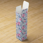 Aesthetic Shabby Chic Pink Roses Seamless Pattern Wine Box<br><div class="desc">Aesthetic shabby chic pastel pink roses and white flowers in a seamless pattern with a light blue background.</div>