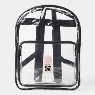 Aesthetic Simple Beauty Professional Pink QR Logo Clear Backpack