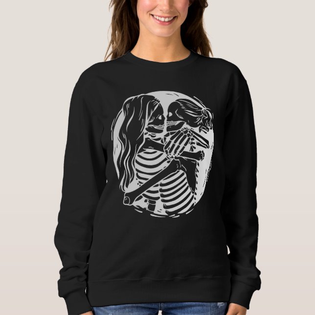 Aesthetic Skeleton Lesbian Couple kissing Pride Wo Sweatshirt (Front)