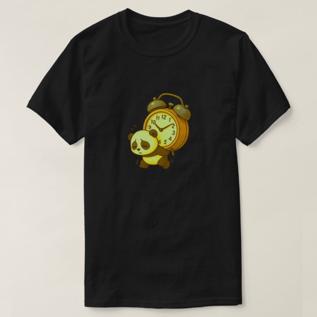 Aesthetic Sleepy Panda • Oversized Alarm Clock  T-Shirt (Design Front)