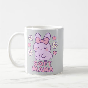 Aesthetic Soft Mama Club Minimalist Rabbit Illustr Coffee Mug