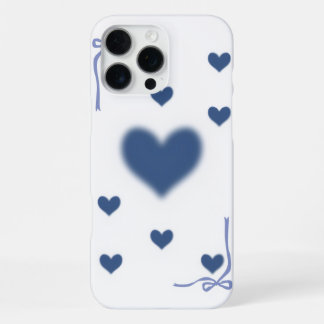 Aesthetic Soft Navy Blue Blurred Heart Pattern  iPhone 16 Pro Max Case