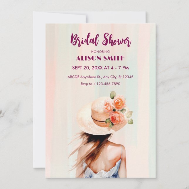 Aesthetic spring flower girl  bridal shower invitation (Front)