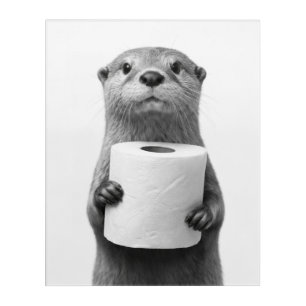 Aesthetic Stoic Otter Holding Toilet Paper Roll Acrylic Print