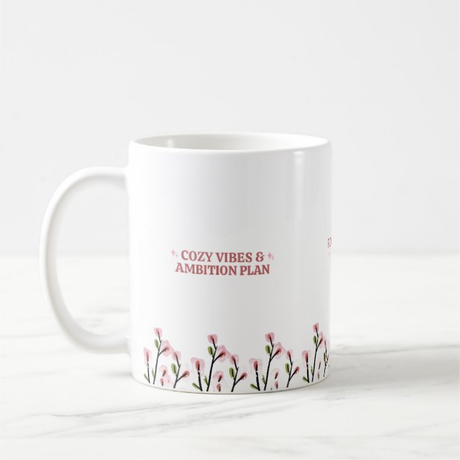 Aesthetic Study Girl Mug Cozy vibes with Floral (Left)