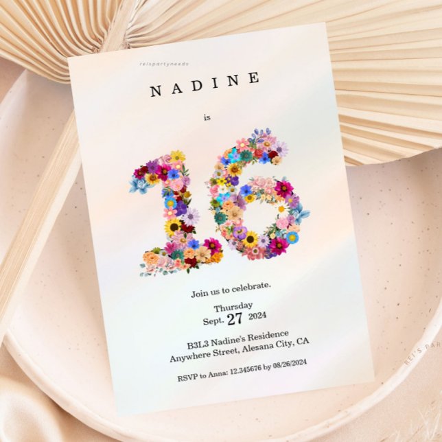 Aesthetic Sweet 16 Birthday Invitation Modern 16th (Creator Uploaded)