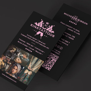 Aesthetic Tattoo Artist Pink Black Tattooist Business Card