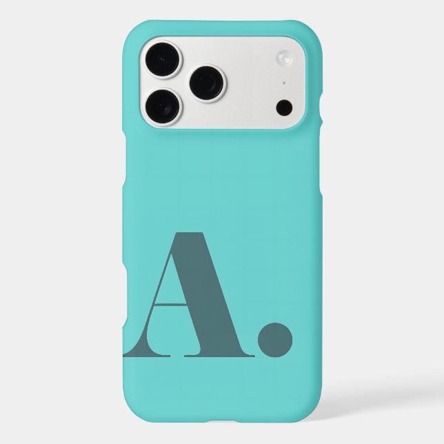 Aesthetic Teal Turquoise Minimalist Initial Letter iPhone Case (Back)
