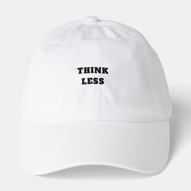 Aesthetic "THINK LESS" White Baseball Cap (Front)