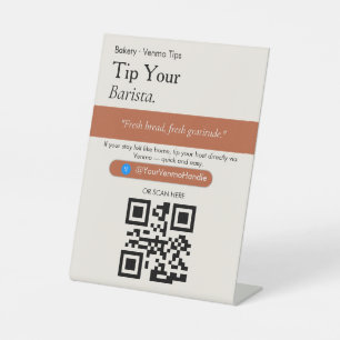 Aesthetic Tip Your Barista QR Code Sign Venmo