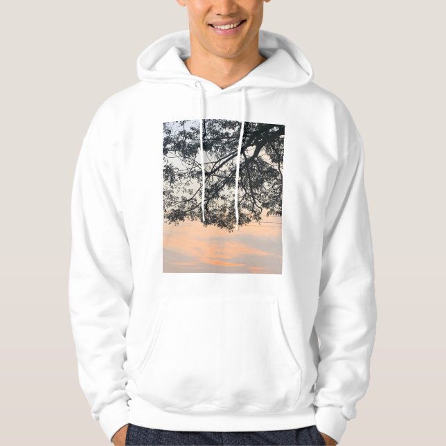 Aesthetic Tree Silhouette Against Pastel Sunset Sk Hoodie (Front)