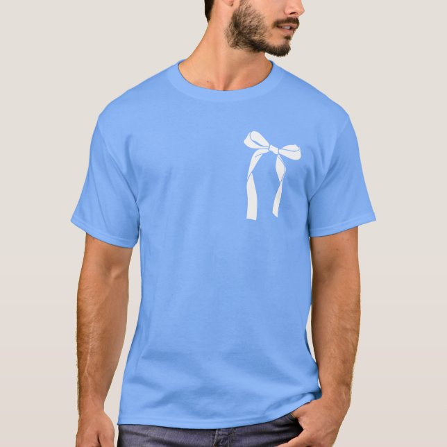 Aesthetic Trendy Blue Coquette Bow T-Shirt (Front)