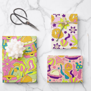 Aesthetic Trippy Psychedelic Funky Quirky Wrapping Paper Sheets